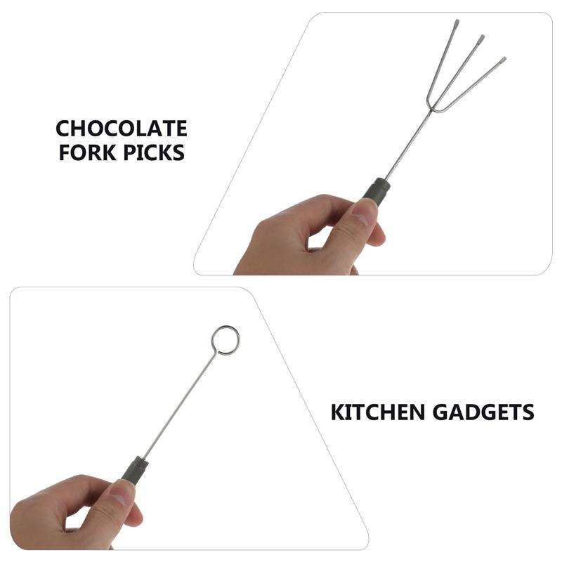 3pcs Stainless Steel Dipping Forks Chocolate Fork Picks Kitchen Gadgets Cheese Fondue (Trigeminal + Spiral + Small Circle Each)