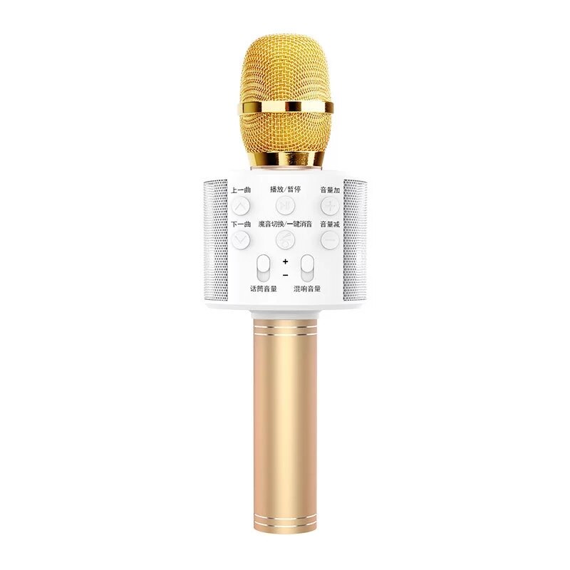 Original sans fil WS-858 sans fil karaoké Microphone 5 voix magiques Changer Bluetooth chant micro haut-parleur pour téléphone ordinateur: Gold
