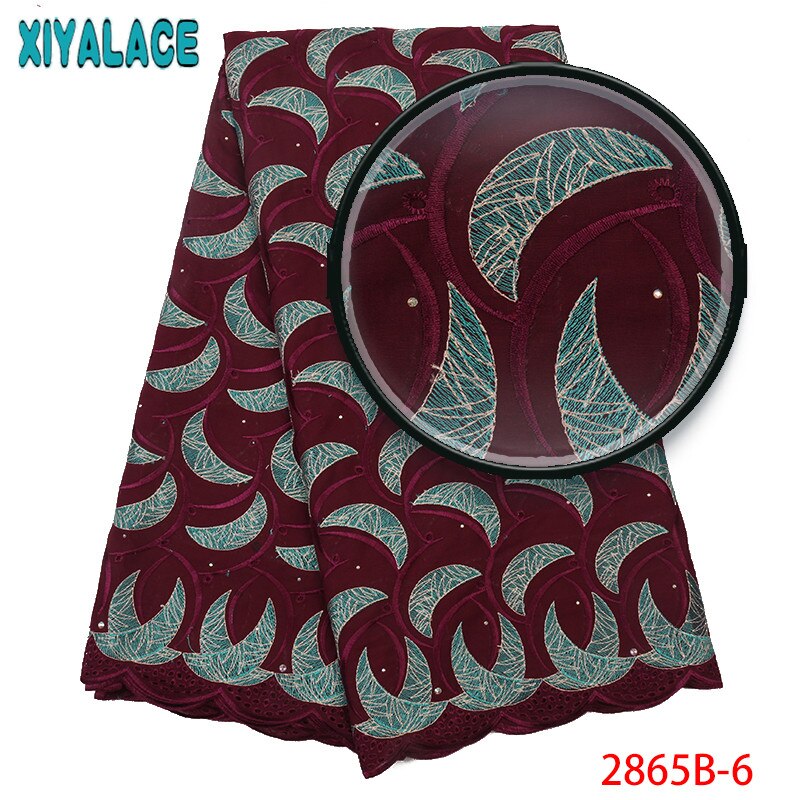 Swiss Voile Lace Fabric Top African Dry Lace Fabric  Swiss Voile Lace In Switzerland with Stones KS2865B-6