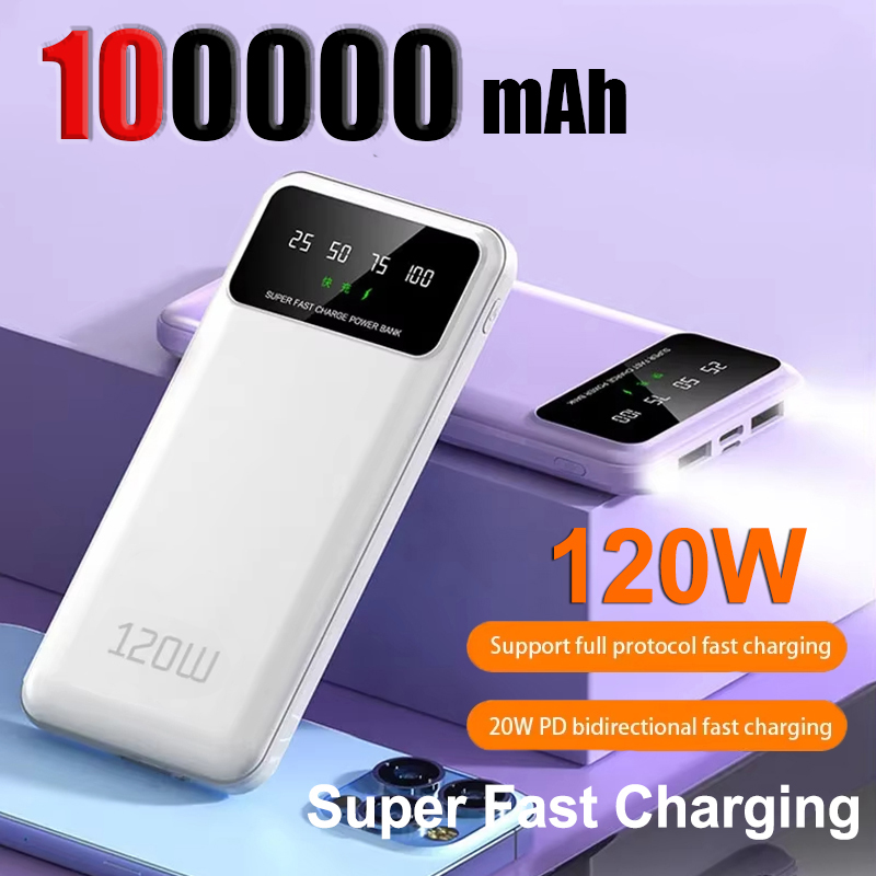 100000- mah-powerbank mit 120w schnellladefunktionen, hoher kapazität, externer akku für mobiltelefone, praktisch-zubehör