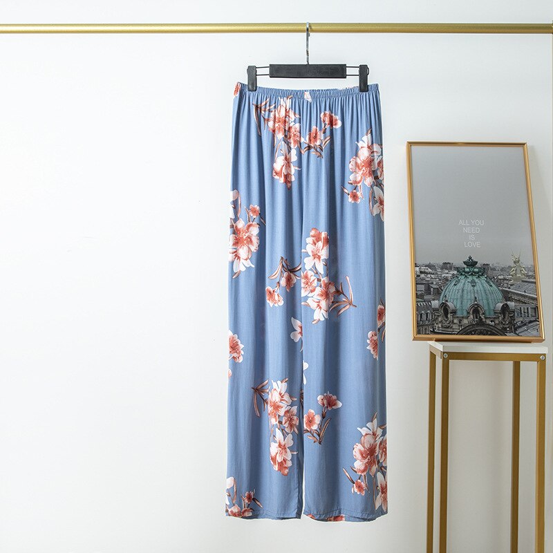 Pyjama en coton et lin pour femmes, style décontracté, confortable et fin, pantalon à jambes larges, pour la maison, en rayonne, grande taille: 05