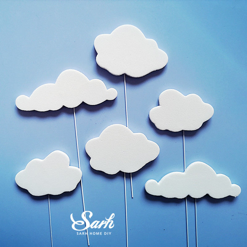 Chasseur Pilot-décoration de gâteau | Décoration de gâteau d'anniversaire arc-en-ciel moulin à vent décoration de mariage pour pâtisserie, fournitures de pâtisserie, d'amour: 6pc clouds set B
