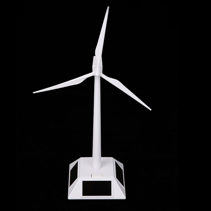 Desktop model-soldrevne vindmøller / vindmølle og abs plast hvid drevet af sollys skinnende vindmølle sæt traditionelt legetøj