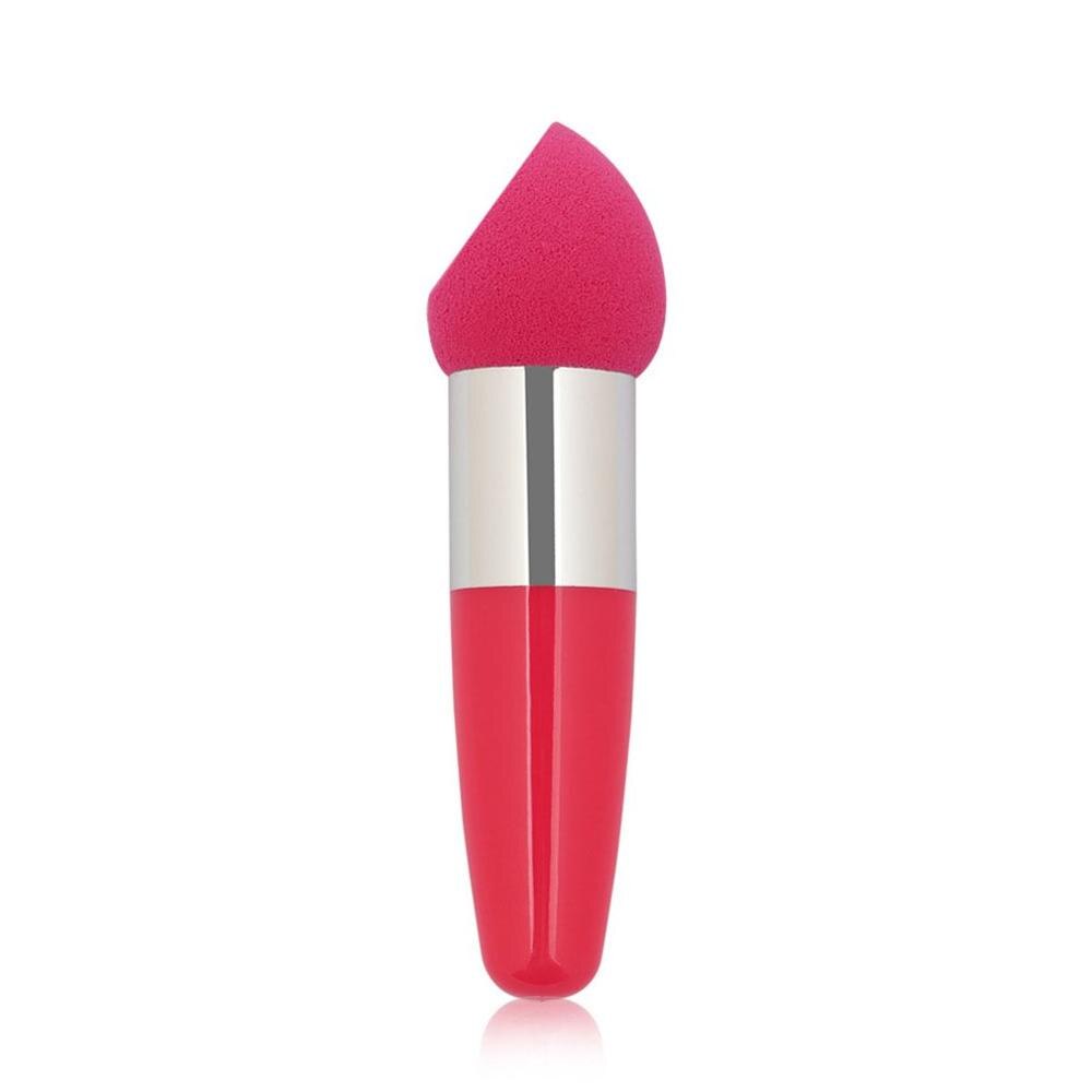 Portable Candy Color Handed Beauty Sponges Foundation Sponge Handle Makeup Puff Cosmetic Sponge Face Make Up Powder Puff Tool: Rose Red