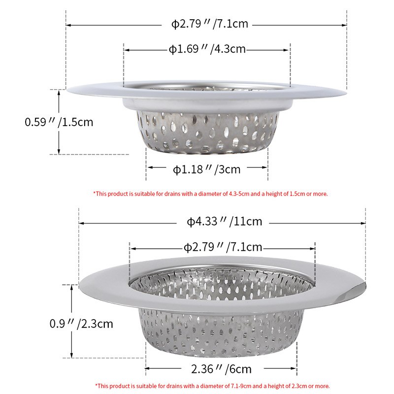 2 stk 7cm 11cm rustfrit stål køkkenvask filter kurv håndvask vask skål filtre evier hår dørslag badeværelse køkken gadgets