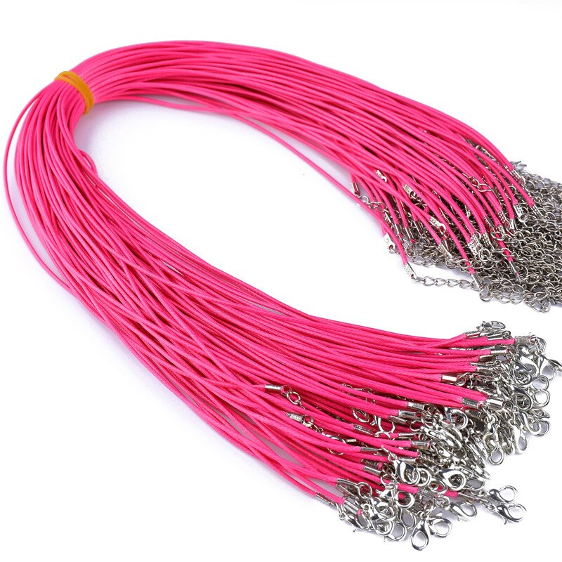 50 sztuk kolorowy skórzany sznur wosk liny łańcuch wosk naszyjnik ze sznurka wisiorek dla DIY Handmade karabińczyk sznurek biżuteria łańcuchy: Rose Red