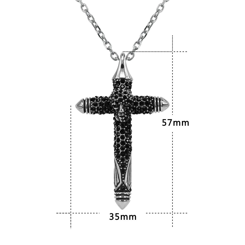 ZS – collier avec pendentif croix Punk pour hommes, en acier inoxydable, bijoux gothiques, Rock Roll, 316L: B