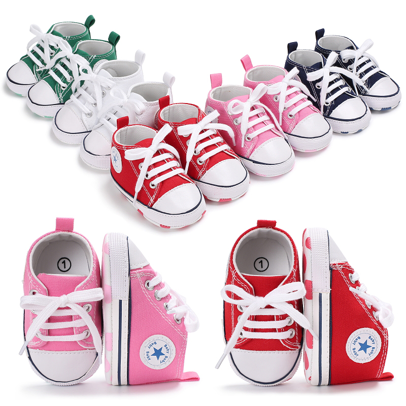 Zapatos de lona para bebé, calzado de lona con cordones para bebé y Niña