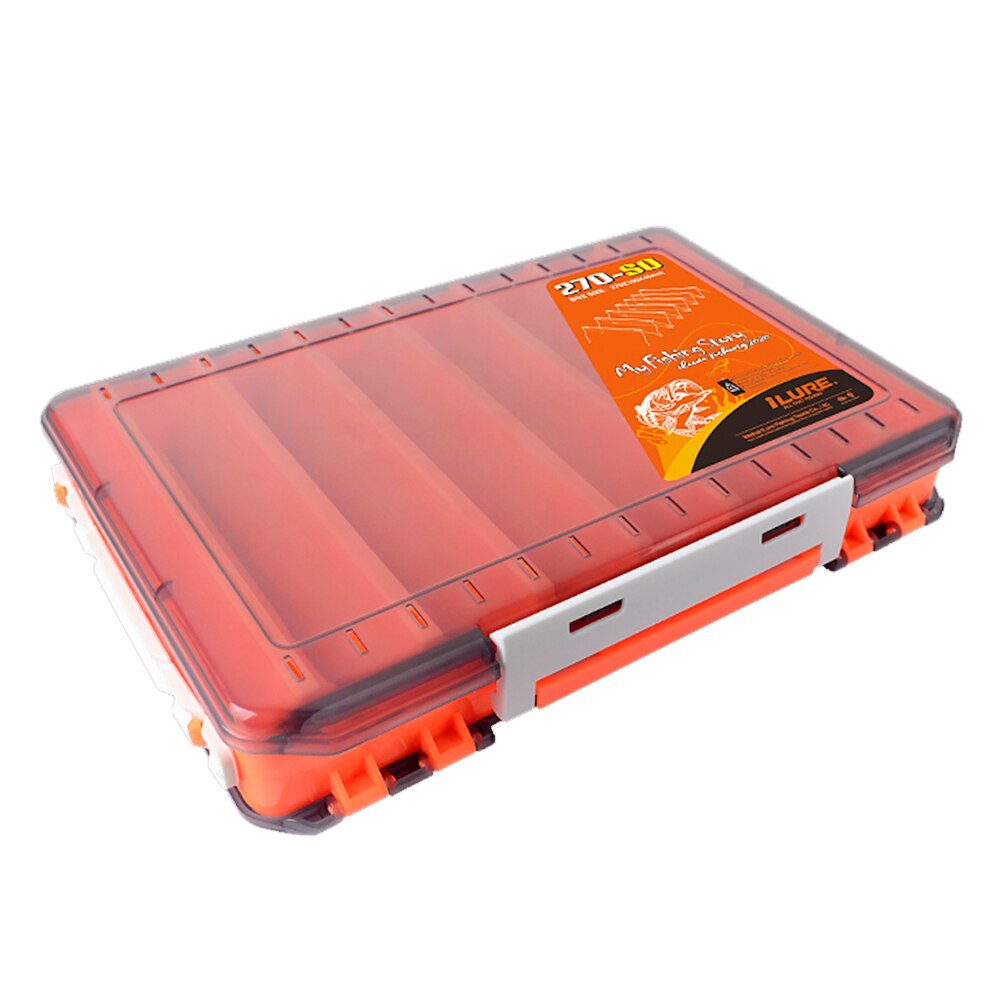 Double Sided Fishing Box Fishing Accessories Lures Hooks Storage Box Fishing Tackle Organizer Box: Orange L