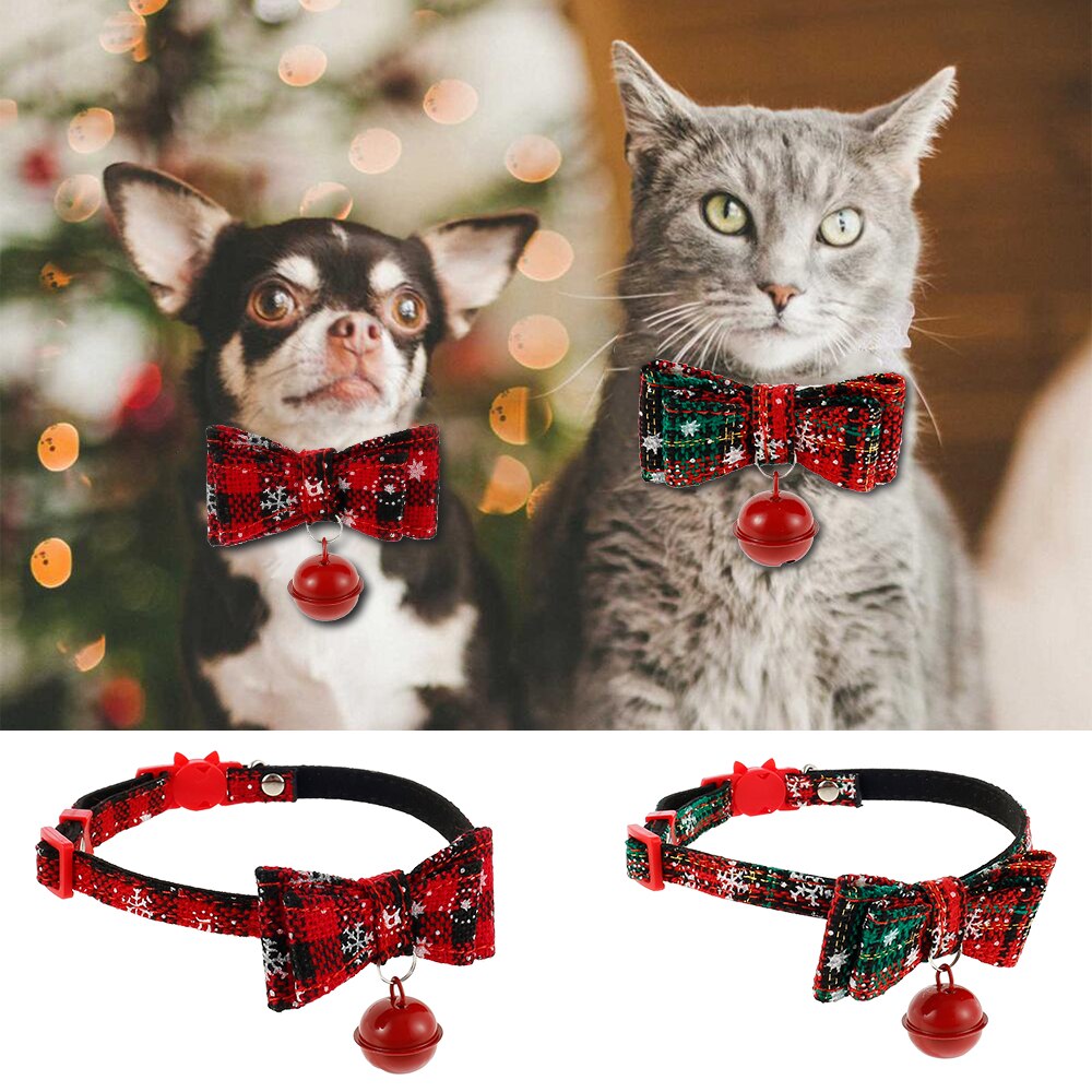 Kerst Halsband & Bell Huisdier Halsband Harness Strik Kraag Hond Katten Klokken Kat Vlinderdas Huisdier Festival Levert