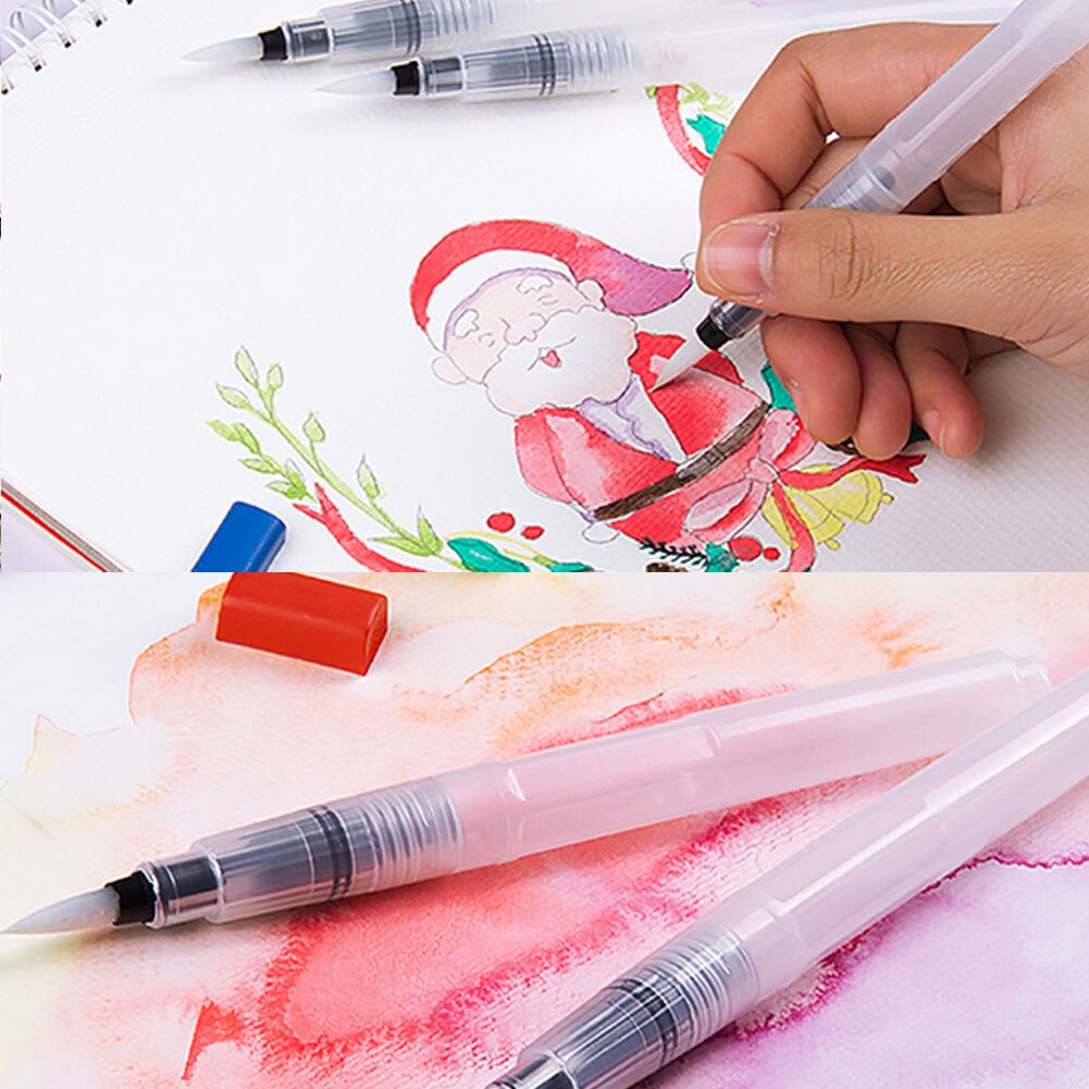 6 unids/set pincel de con depósito de agua para acuarela lápiz portátil cepillo de pintura de acuarela lápiz de tinta para pinceles para principiantes de dibujo y pintura arte suministros