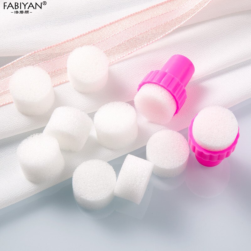 Set de esponjas para manicura, Set de 10/15 piezas, estampador de transferencia de esmalte de Gel UV, degradado, cambia de Color: 10Pcs White Sponge