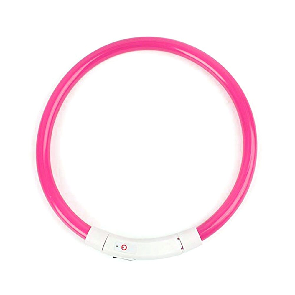 Super Bright Adjustable LED Dog Collar Glowing Belt Flashing Necklace Visibility Pet Safety USB Rechargeable Light Up: Pink / M