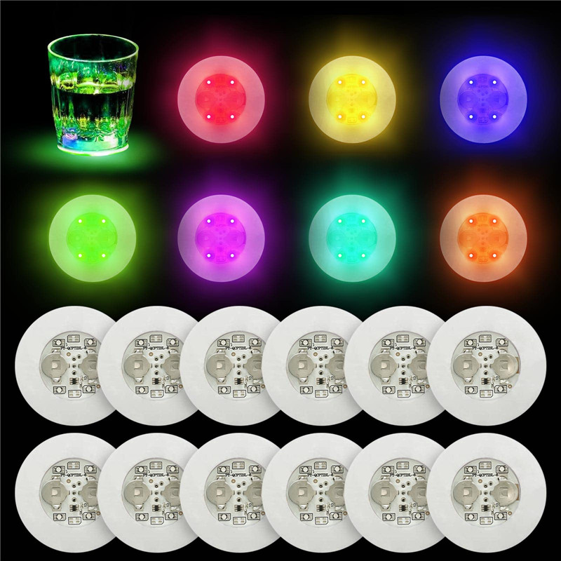 Luces LED para posavasos, pegatinas coloridas y brillantes para botellas de vino, iluminación para Bar, de boda, botella de vino brillante, 1-200 Uds.