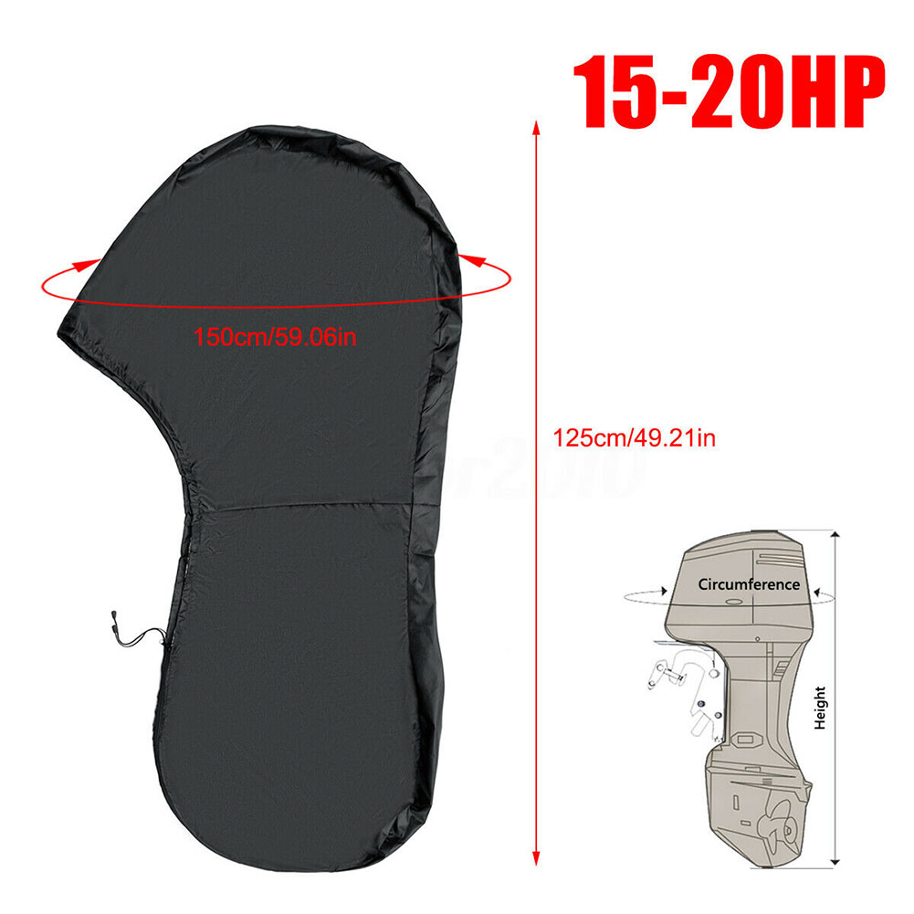 Outdoor Portable Engine Protector Outboard Boat Black Full Motor Cover Waterproof Dustproof Oxford Cloth Durable Accessories