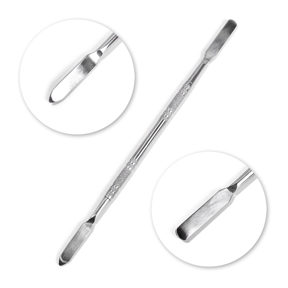 KADS-empujador de cutículas para manicura y pedicura, herramienta de manicura y pedicura, de doble extremo, de acero inoxidable, removedor de piel muerta, 1 ud.: 2