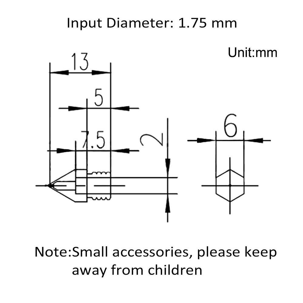 5pcs MK7 MK8 Nozzle For 3d Printer 0.4 0.3 0.2 0.5mm Copper Parts Extruder Threaded 1.75mm 3.0mm Filament Head Brass Nozzles