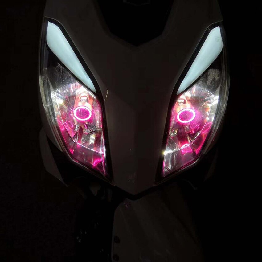 H4 led motorcykel forlygter pærer  h6 ba20d hs1 led motorcykel hoved lampe scooter tilbehør tåge lys med angel eye: H4 / Angel eye rødt