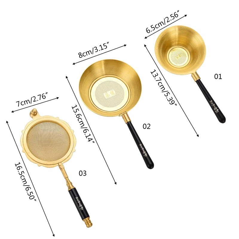 HX5F Reusable Tea Diffusers Tea Strainers Brass Material for Tea 3 Styles to Choose