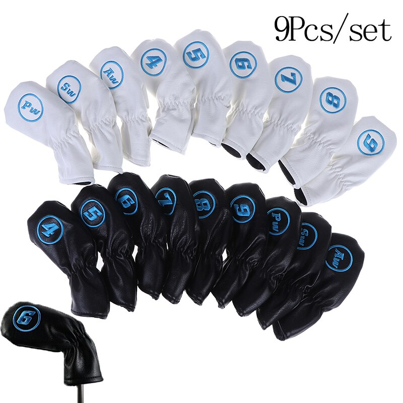 9 pièces Golf fer tête couvre fer Putter protection noir fenêtre Golf Club fer tête protecteur Golf accessoires