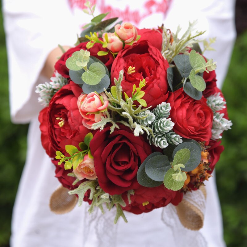braut Strauß Elfenbein Rose Werfen Hochzeit Blumen Brautjungfer Bouque, Heimat dekoration, Emulation, hochzeit Strauß: 24cm 4