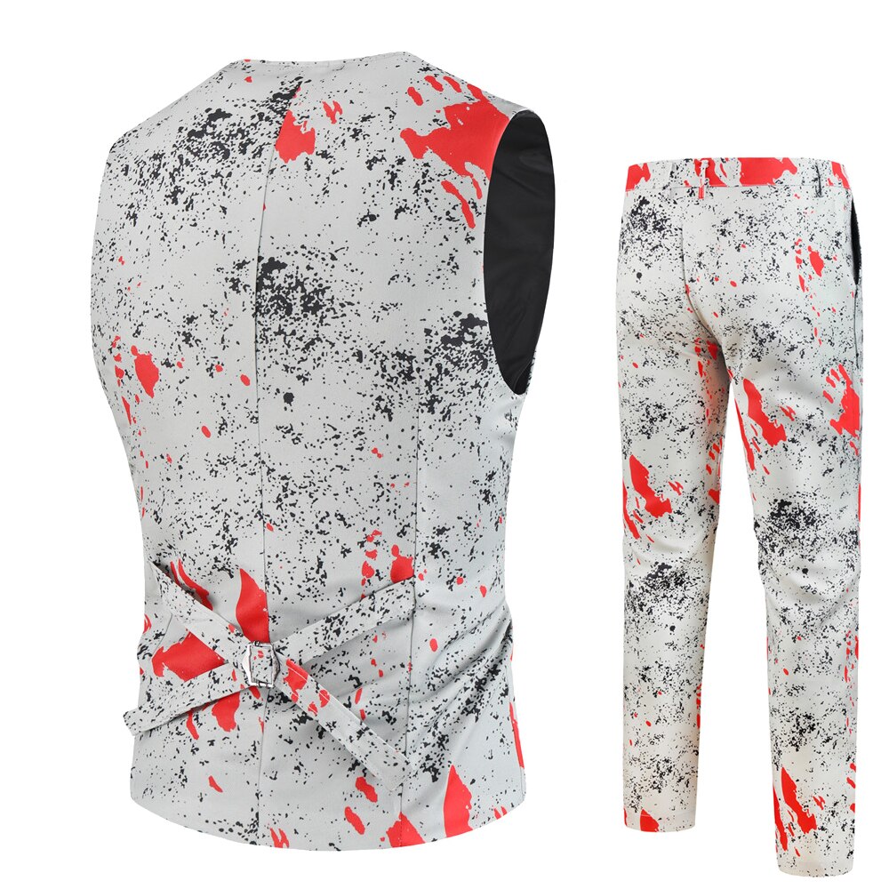 Herre afslappet vintage hvid blomsterprint slim fit jakkesæt med bukser vest plus størrelse 4xl social kjole to stykker jakkesæt
