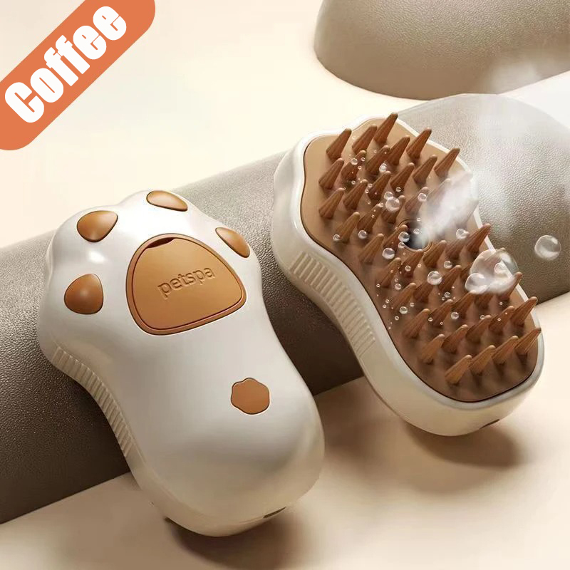Spazzola a vapore per cani e gatti Spazzola a vapore Spruzzatore elettrico per massaggio Strumento per toelettatura animali domestici Spargimento Spray elettrici 3 in 1 Pettini per massaggio: BIANCO