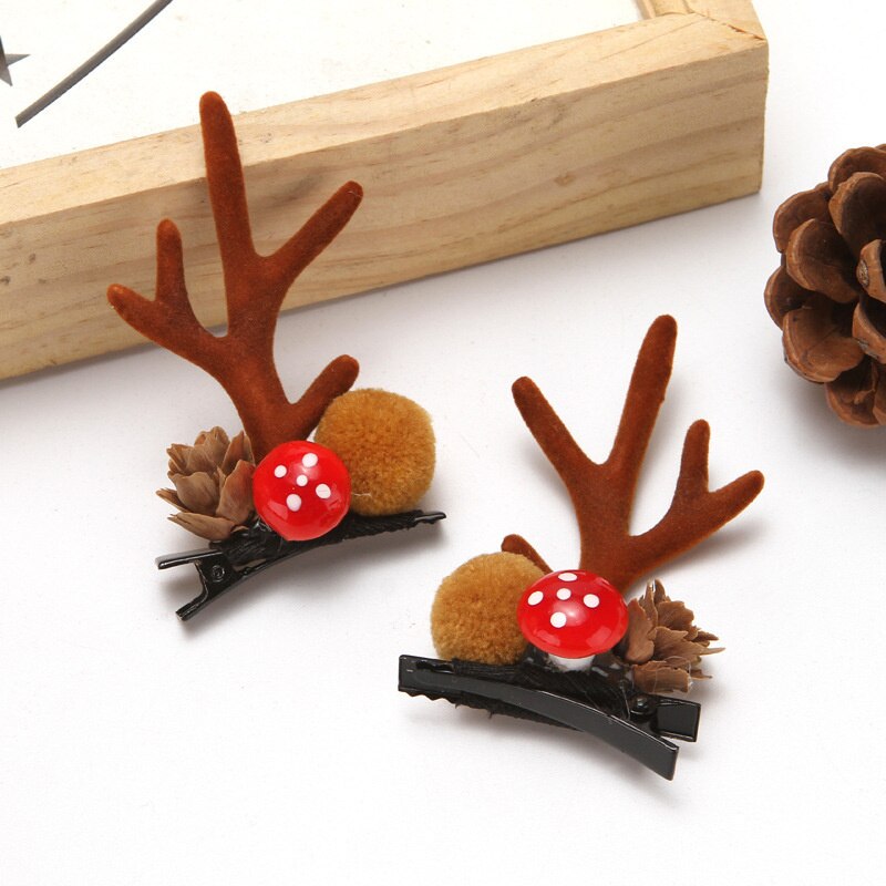 Épingles à cheveux de noël en bois de cerf, pinces à cheveux, pour enfants et adultes, accessoires de cheveux, de noël pour enfants, fournitures de fête,