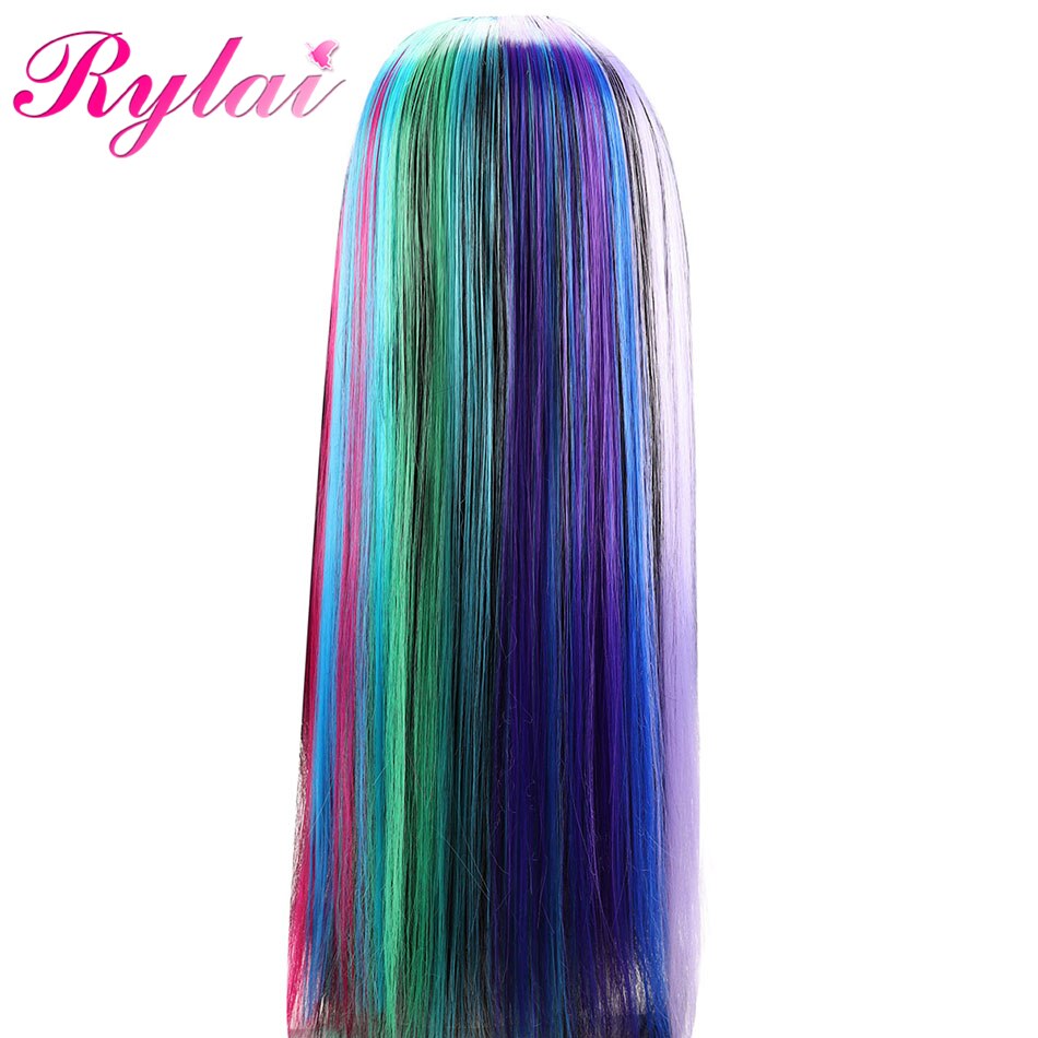 Rylai Lange Rechte Haar 5 Stuks/set Gekleurde Highlight Synthetische Hair Extensions Clip-In Een Stuk Pure Kleur 24 Inch