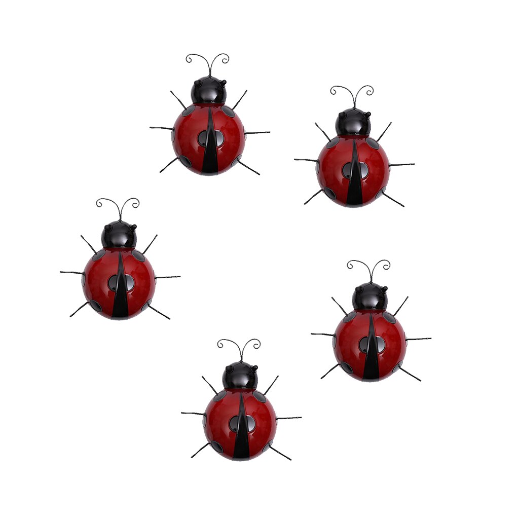 5x Ladybug Insect Ornament Home Garden Decor Wall Hanging Art Craft 10cm Red