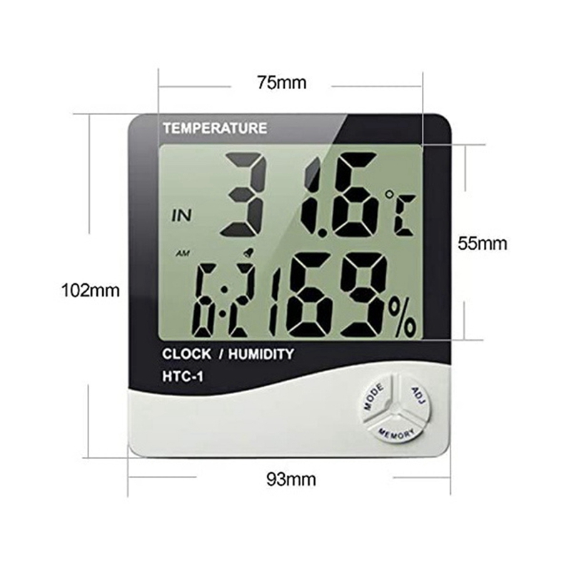 HTC1 Digitale Thermometer Hygrometer Klok Wekker/... Grandado