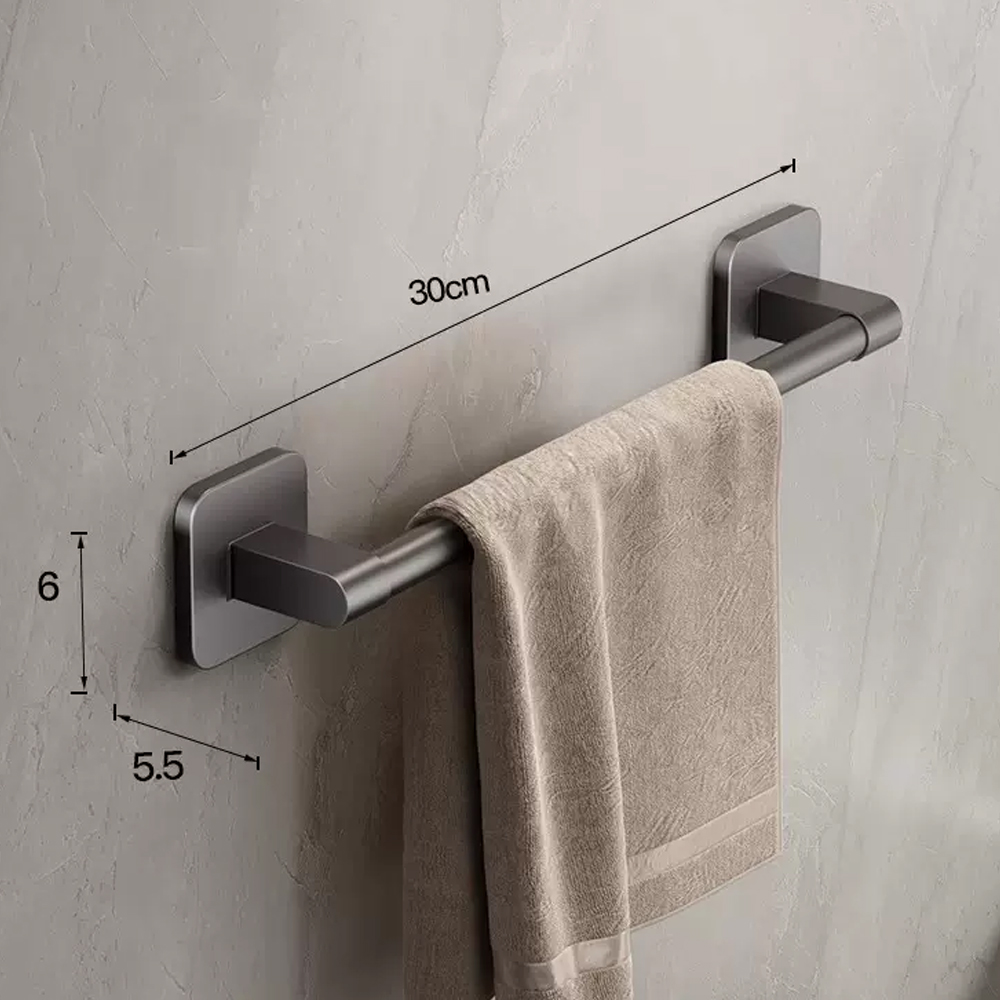 Badkamer Handdoekenrek Aan De Muur, Zwarte Handdoekstang Met Aluminium En Handdoekhouder, Douche-En Badhanddoekrekken