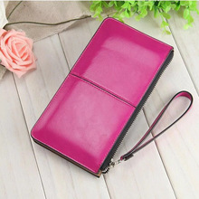 Women Wallets Long Candy Oil Leather Wallet Day Clutch Women's Purse Female Purse Clutch Card Holder