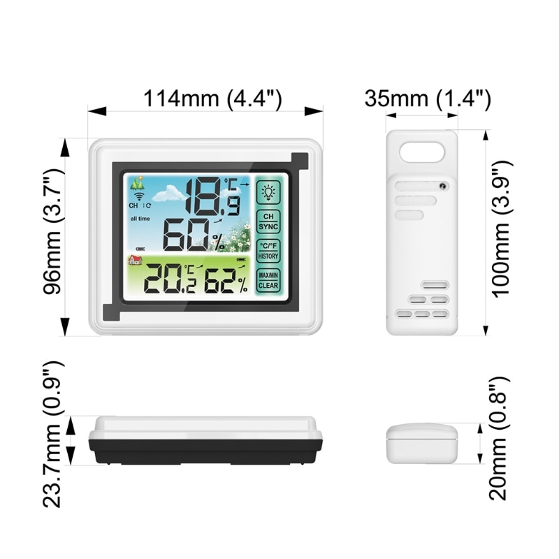 Wireless Weather Station Indoor Outdoor Thermometer Temperature Humidity Monitor