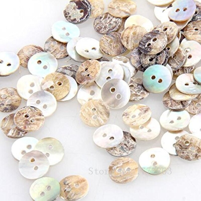 200 Pcs 8mm Parelmoer ronde Knoppen voor Naaien, Scrapbooking, Embelishments, Ambachten 7NK54