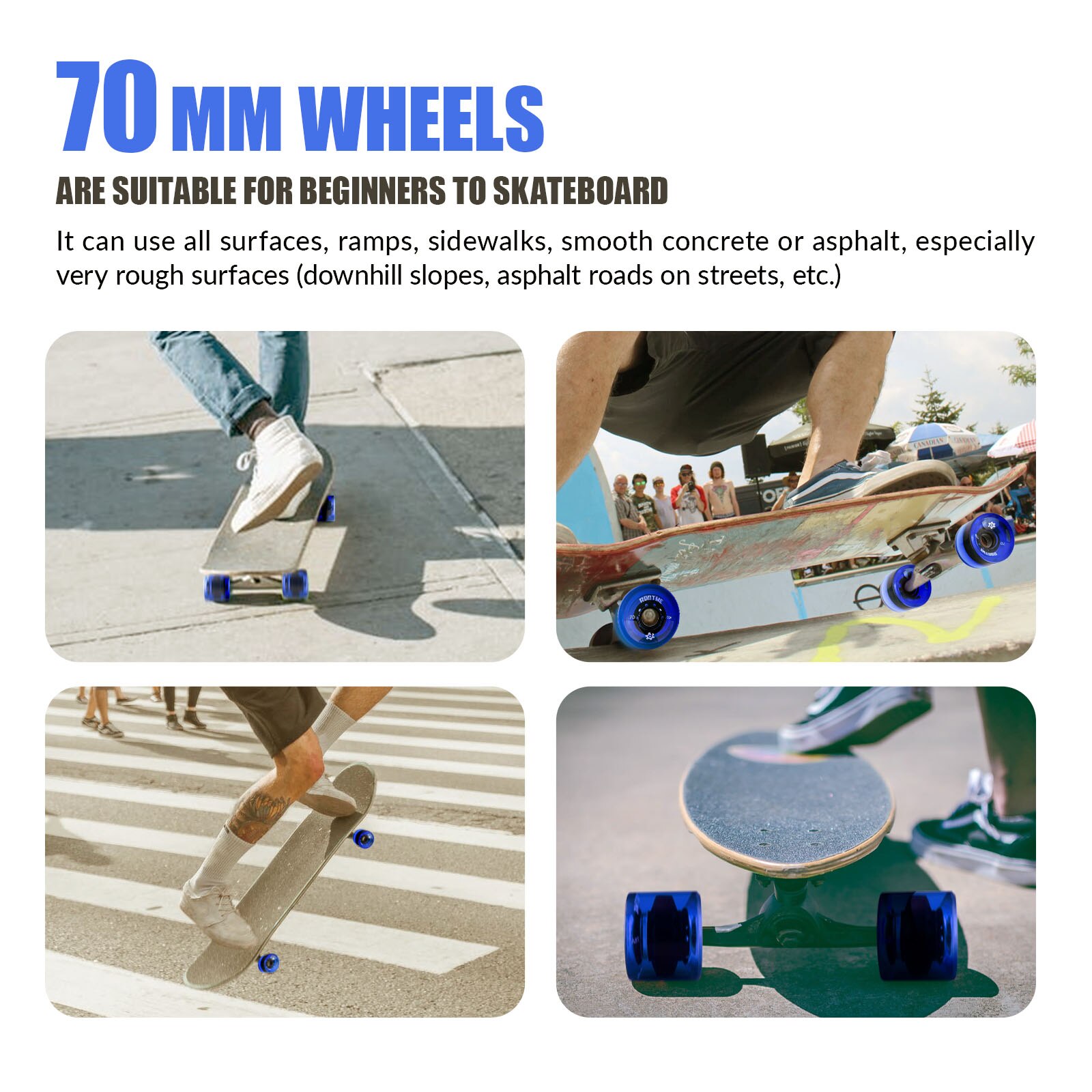 Ronyme 4x 78A ABEC-9 Skateboard Wheels Replacement High Performance Longboard PU Roller Wheels Cruiser Wheels Replacement Wheel