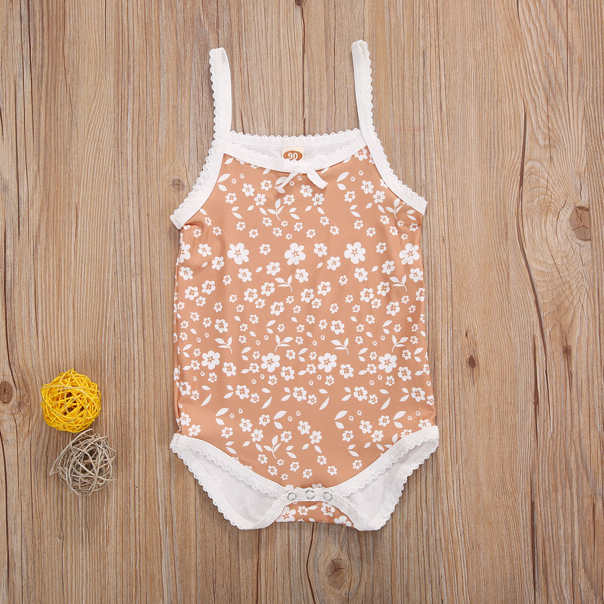 Focusnorm 0-24M Zomer Kids Meisjes Bodysuits Bloemen Print Mouwloze Jumpsuits Boog Mooie Outfits 3 Kleuren