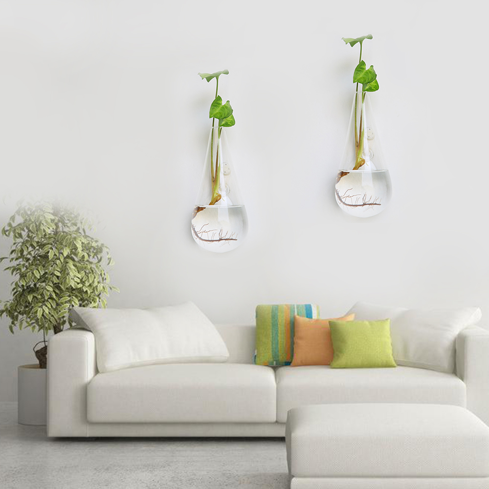 Hængende klart hjem glas vægmonteret hængende vase flaske plante blomsterkugle indretning terrarium diamant stil