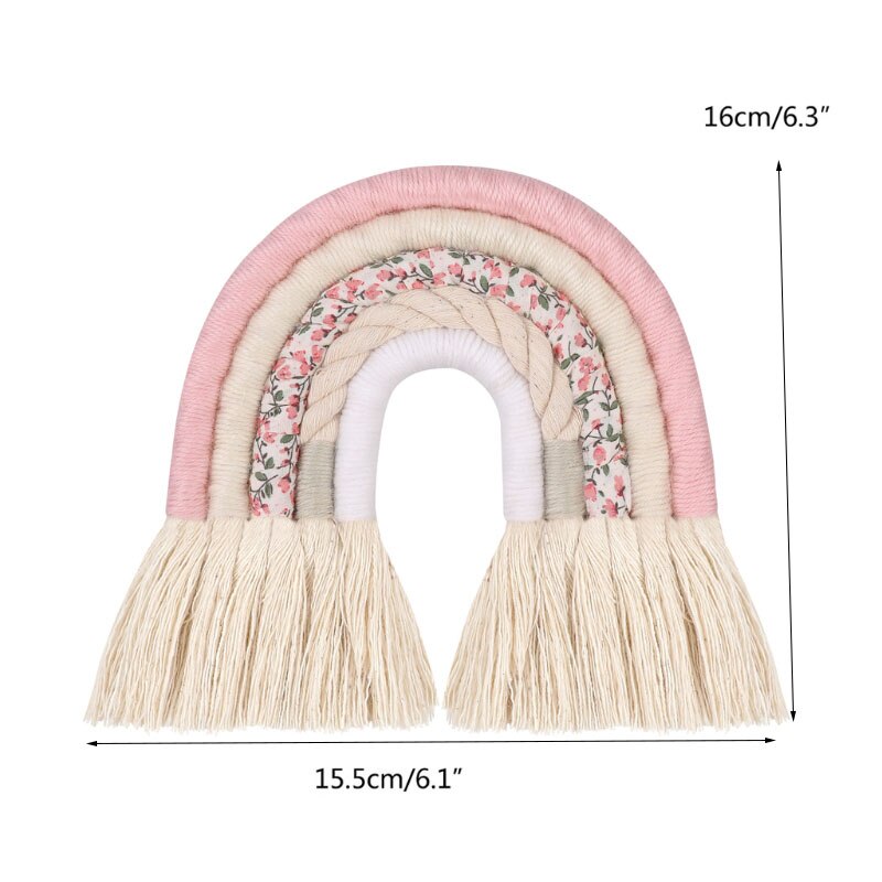 4 lager macrame regnbåge väggdekor för sovrum barnkammare baby barn rum färgglada gobeläng rep vävd tofs vägghängande leksaker: 21- s
