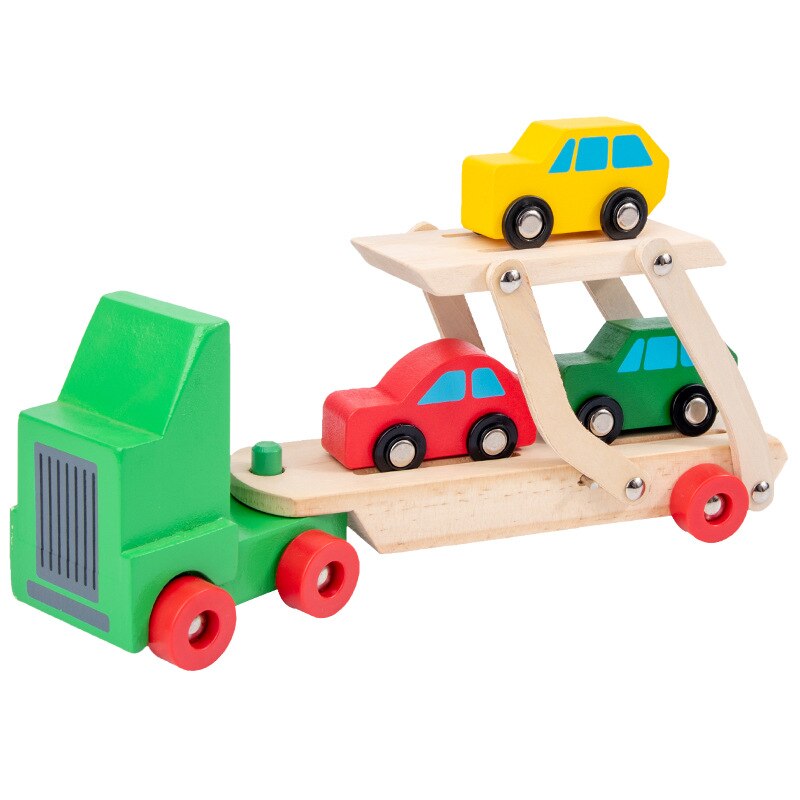 freundlicher holz Block Auto modell Puzzle demontage demontage doppel Aufzug lkw montiert werden können rollen modell spielzeug: Anhänger