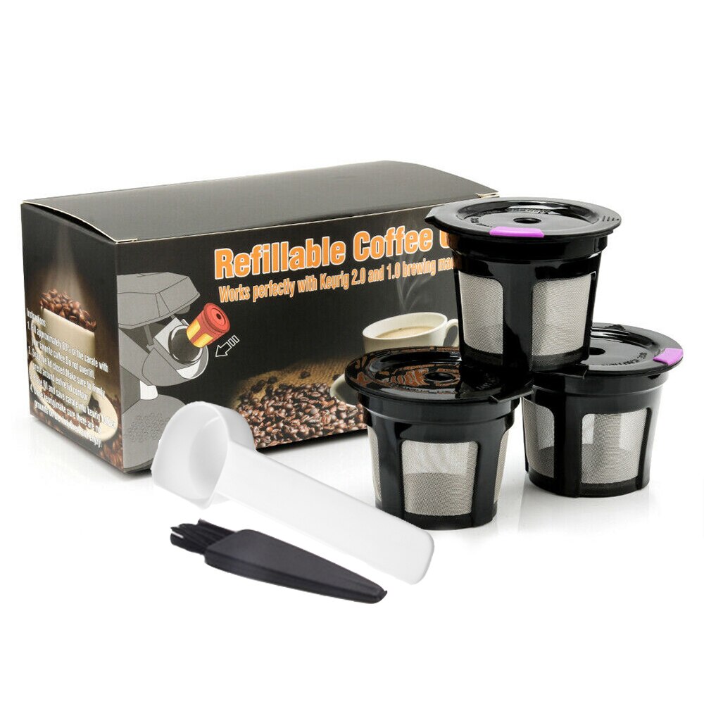 Cápsula de café recargable Keurig, filtro de k-cup para 2,0 y 1,0 cerveceros Kcup, reutilizable para máquina Keurig k-carafe, actualización de 6 unids/set por juego: 3pcs