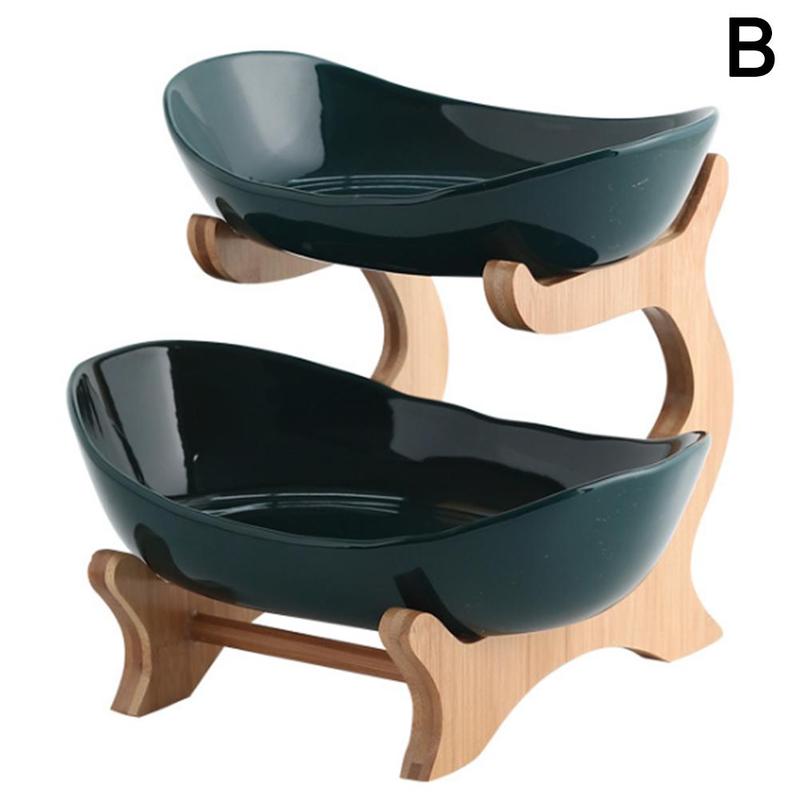 Bowl Food Fruit Plates Set Tableware Table Plates For Serving Plates Dinnerware Wooden Partitioned Dish Snack Candy Cake Stand: B