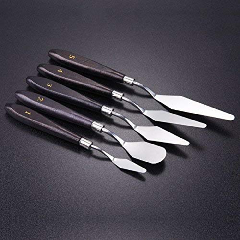 Palette Scraper Set Stainless Steel Palette Spatula Knives For Artist Oil Painting Tool Painting Knife Blade With Wooden Handle