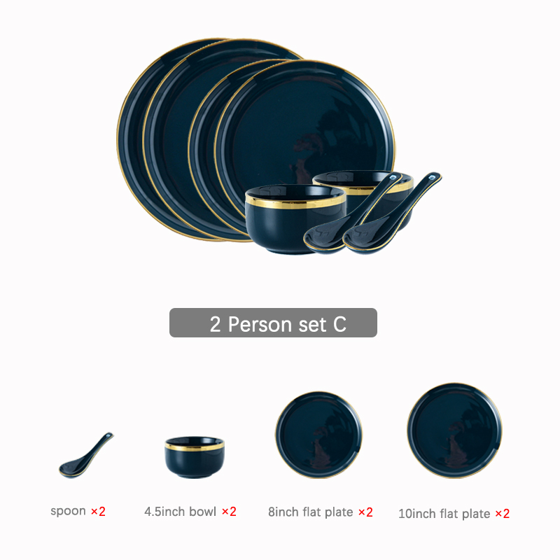 Plates Dishes Luxury Tableware Plate for Food Porcelain Kitchen Dish for Restaurant Party 1/2/4 Person Dinner Plates Set