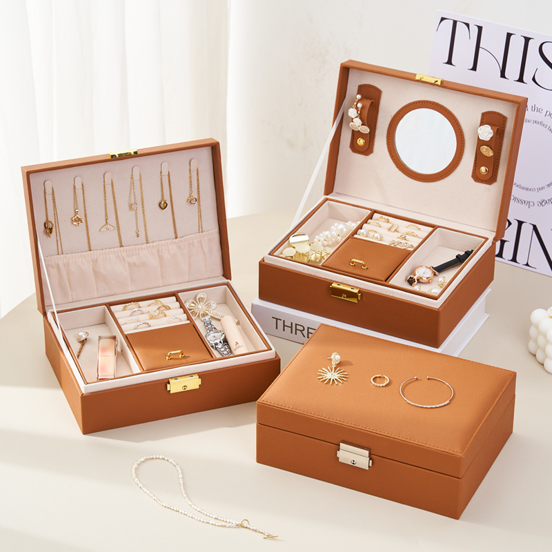 Smykkeskrin opbevaringsboks med stor kapacitet multifunktionel opbevaring til halskæder, ringe og øreringe, smykkeopbevaring