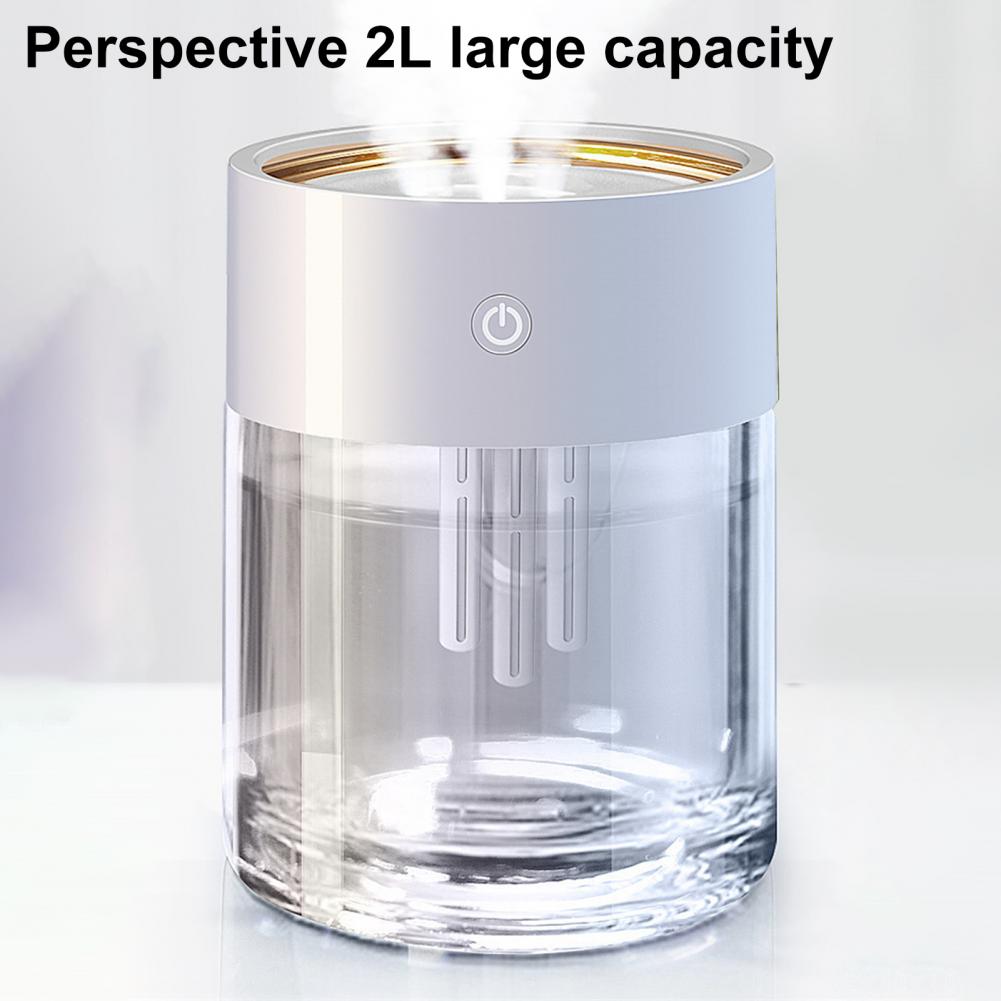 2L Cool Mist Humidifier Powerful White Low Noise Three Holes Air Humidifier Mini Humidifier for Living Room