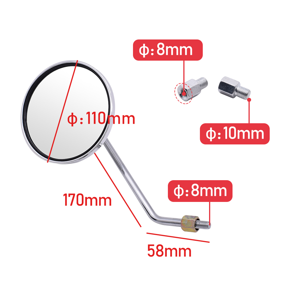 For Honda CBR900RR CBR600F CBR250R CBR650R CBR650F Motorcycle rearview mirror round mirror motorcycle long stem accessories