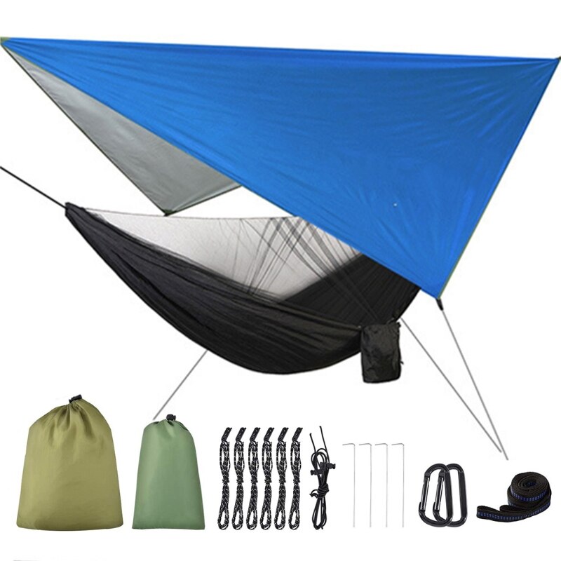 2 in 1 Lightweight Portable Outdoor Camping Hammock Mosquito Net Hammock Tent With Waterproof Canopy Awning Netting Set girls lo: L