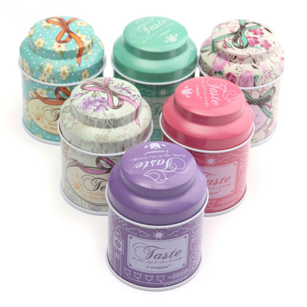 1Pc Bloem Metalen Suiker Koffie Thee Tin Jar Container Willekeurige Kleur Snoep Verzegelde Blikken Doos