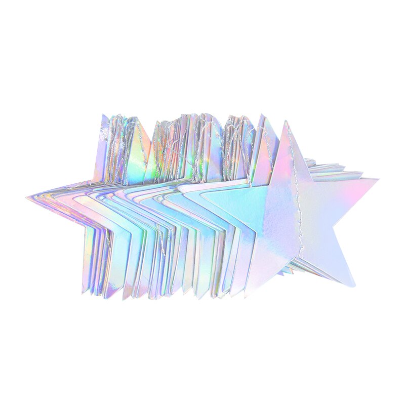 3.8-4.2m Gold Silver Paper Star Garland Banner for Birthday Wedding Decor Glitter Paper Hanging Ramadan Decoration